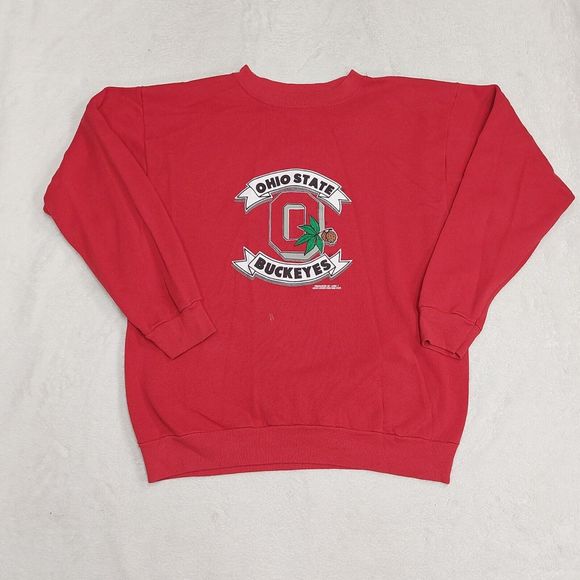 Vintage 90's Logo 7 Ohio State Buckeyes Red Crewneck Sweatshirt Size XL USA Made - Picture 1 of 9